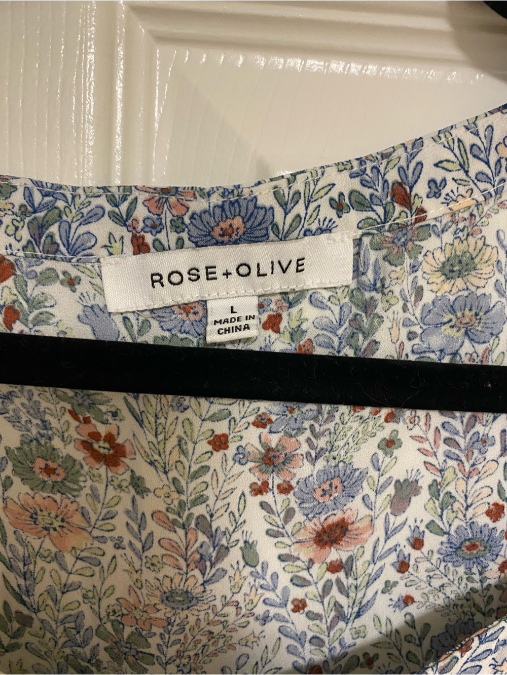 Rose & Olive Light Blue Floral Ruffle Peasant Blouse - Picture 3 of 4